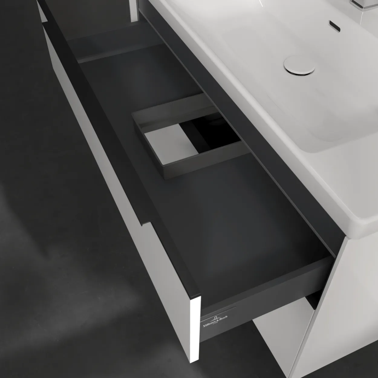 V&b subway 3.0 servantskap 97x57 brilliant white m/lys håndtak i volcano black