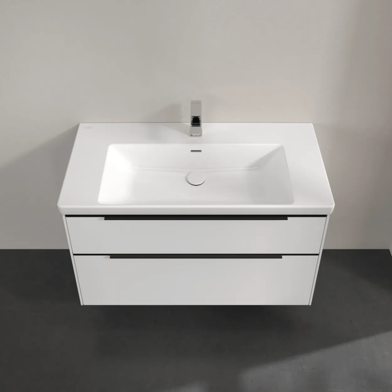 V&b subway 3.0 servantskap 97x57 brilliant white m/lys håndtak i volcano black