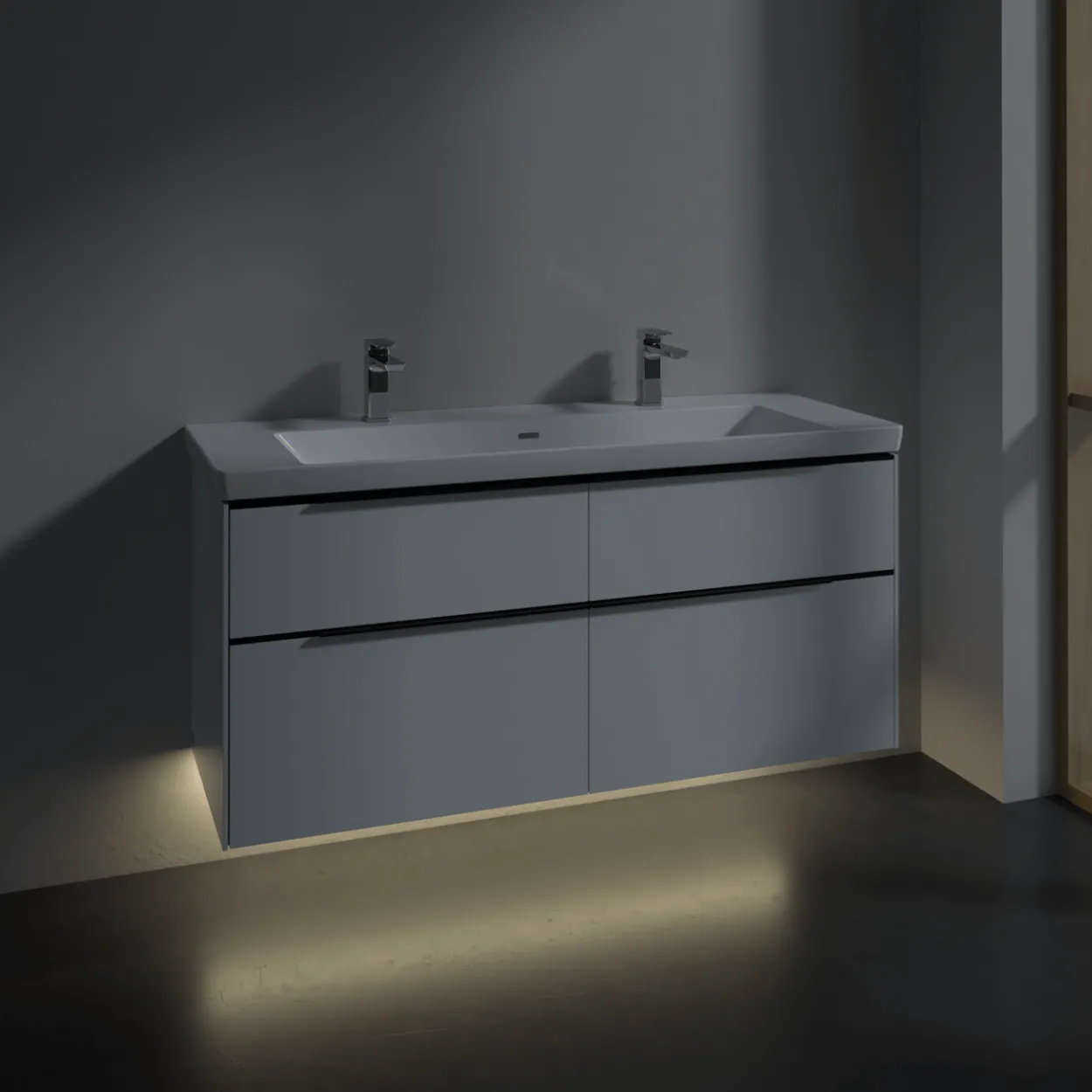 V&b subway 3.0 servantskap 127x57 brilliant white m/lys håndtak i volcano black