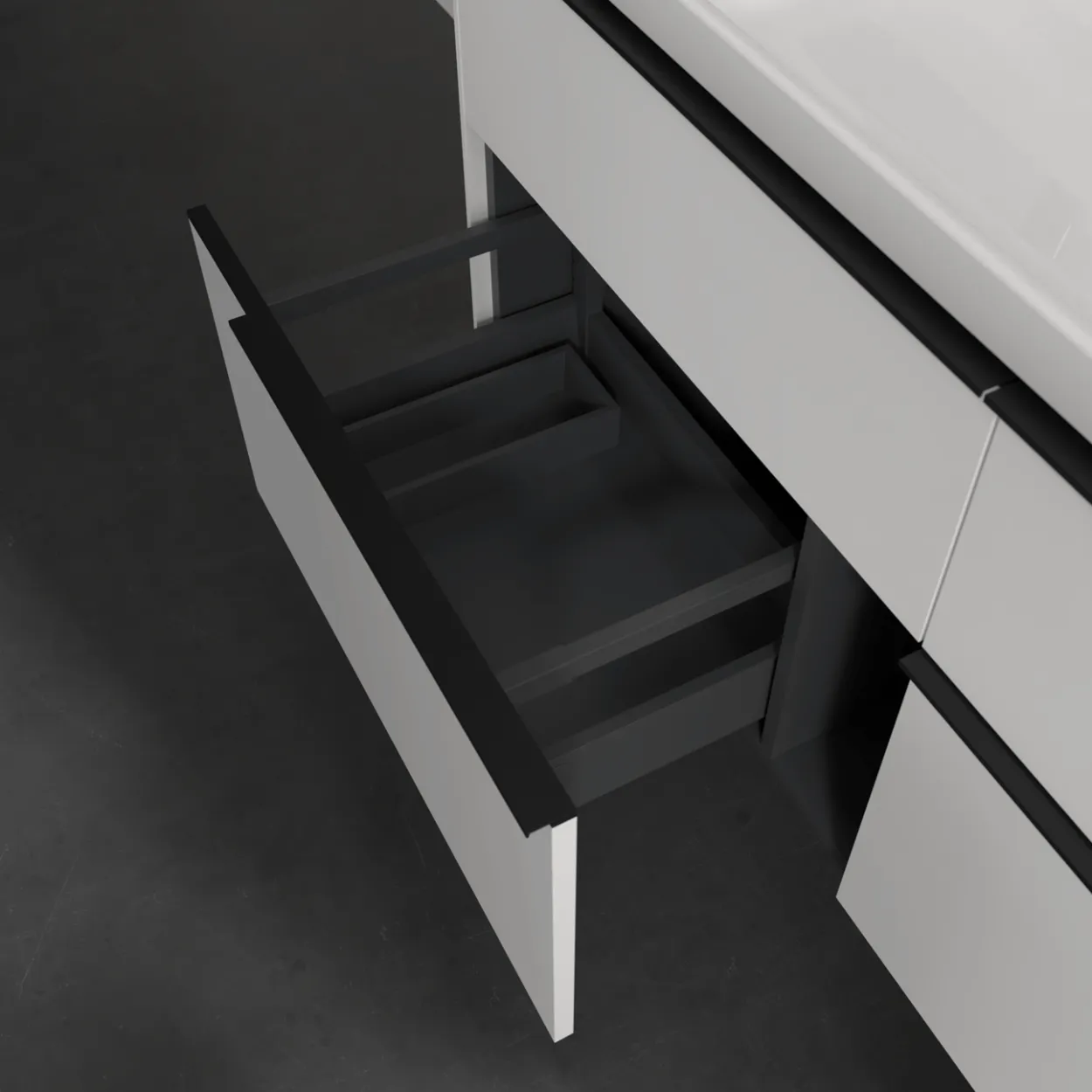 V&b subway 3.0 servantskap 127x57 brilliant white m/lys håndtak i volcano black