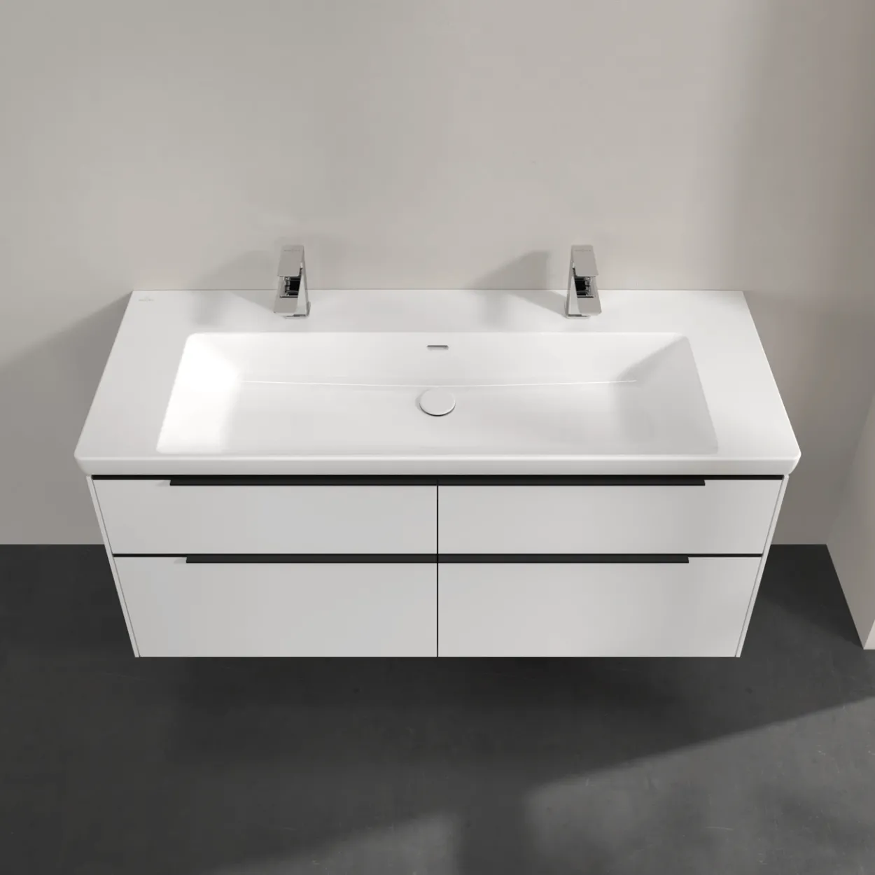 V&b subway 3.0 servantskap 127x57 brilliant white m/lys håndtak i volcano black