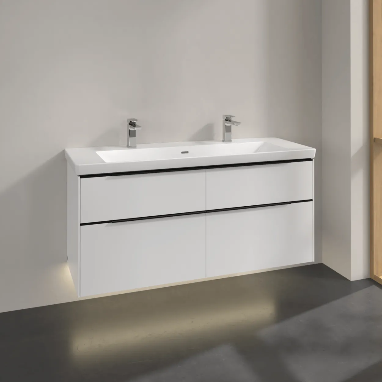 V&b subway 3.0 servantskap 127x57 brilliant white m/lys håndtak i volcano black