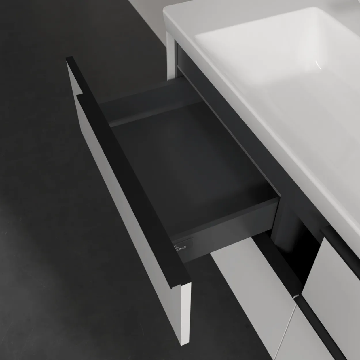 V&b subway 3.0 servantskap 127x57 brilliant white m/lys håndtak i volcano black