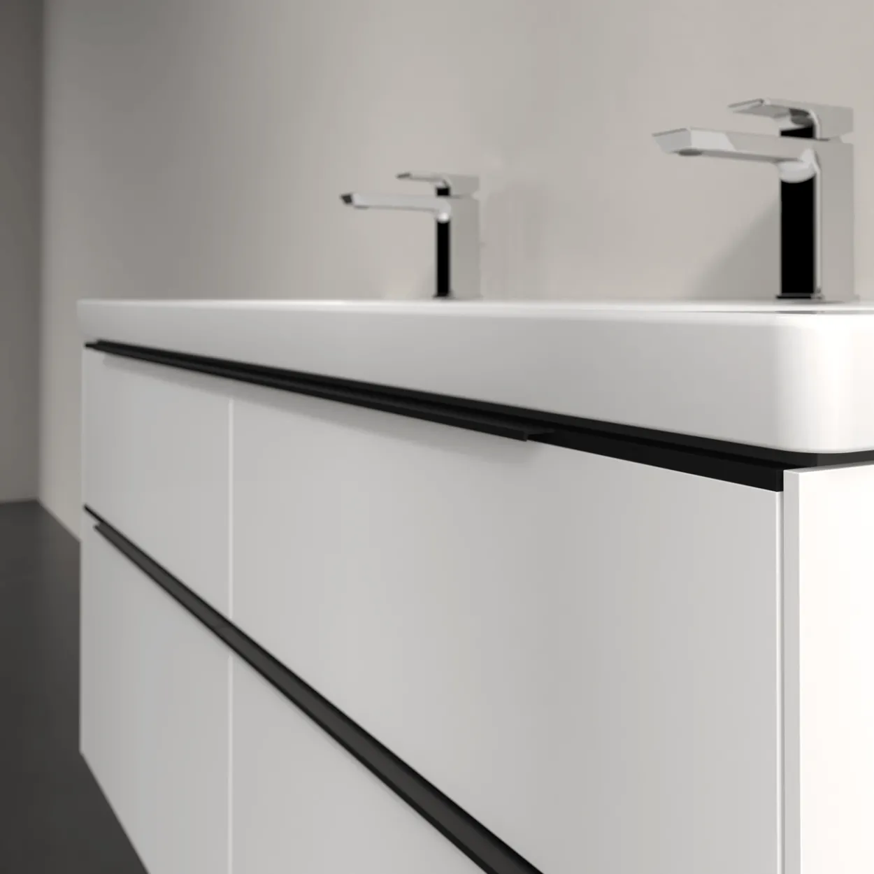 V&b subway 3.0 servantskap 127x57 brilliant white m/lys håndtak i volcano black