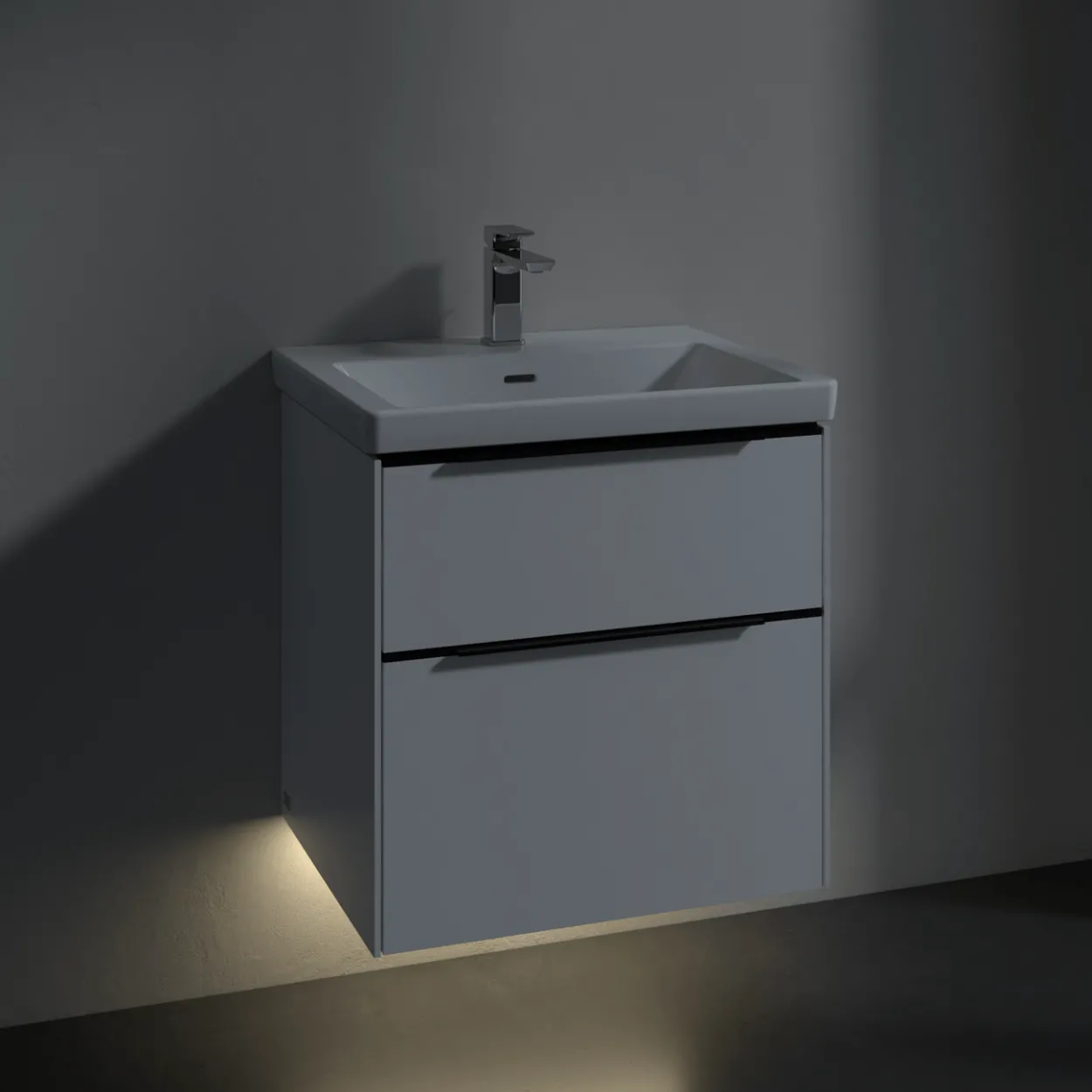 V&b subway 3.0 servantskap 57x47 brilliant white m/lys håndtak i volcano black