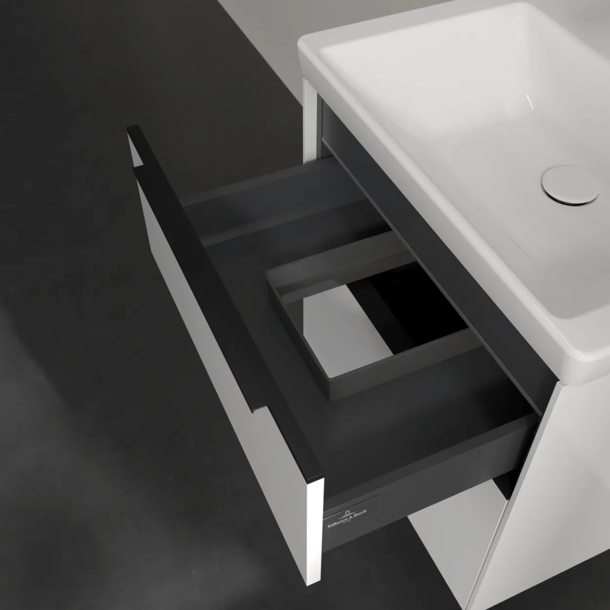 V&b subway 3.0 servantskap 57x47 brilliant white m/lys håndtak i volcano black