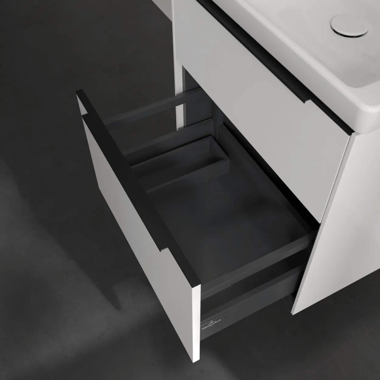 V&b subway 3.0 servantskap 57x47 brilliant white m/lys håndtak i volcano black