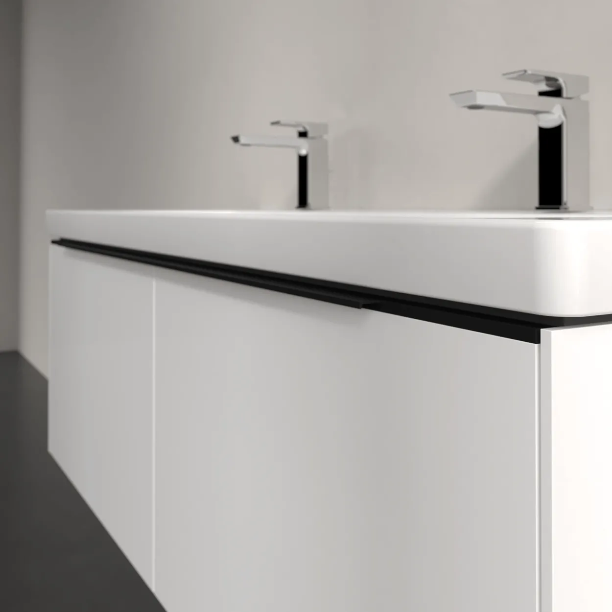 V&b subway 3.0 servantskap 127x42 brilliant white m/lys håndtak i volcano black