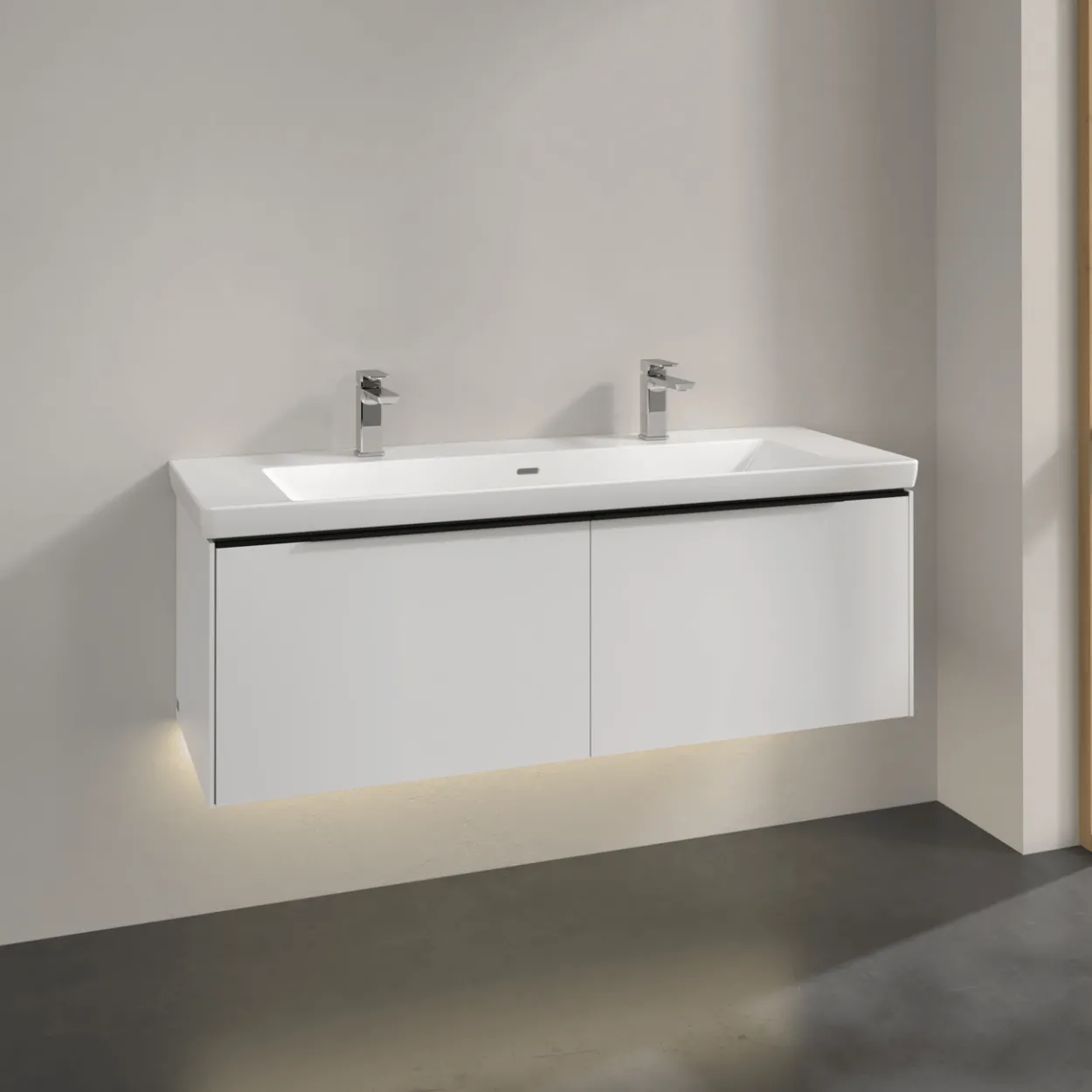 V&b subway 3.0 servantskap 127x42 brilliant white m/lys håndtak i volcano black