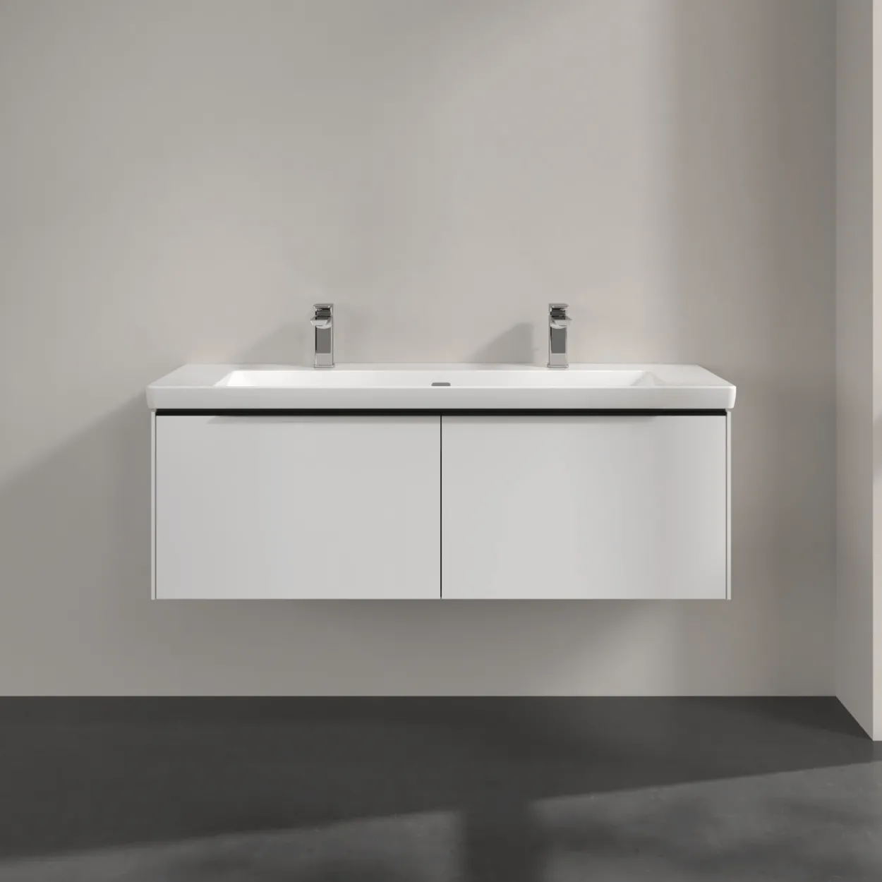 V&b subway 3.0 servantskap 127x42 brilliant white m/lys håndtak i volcano black