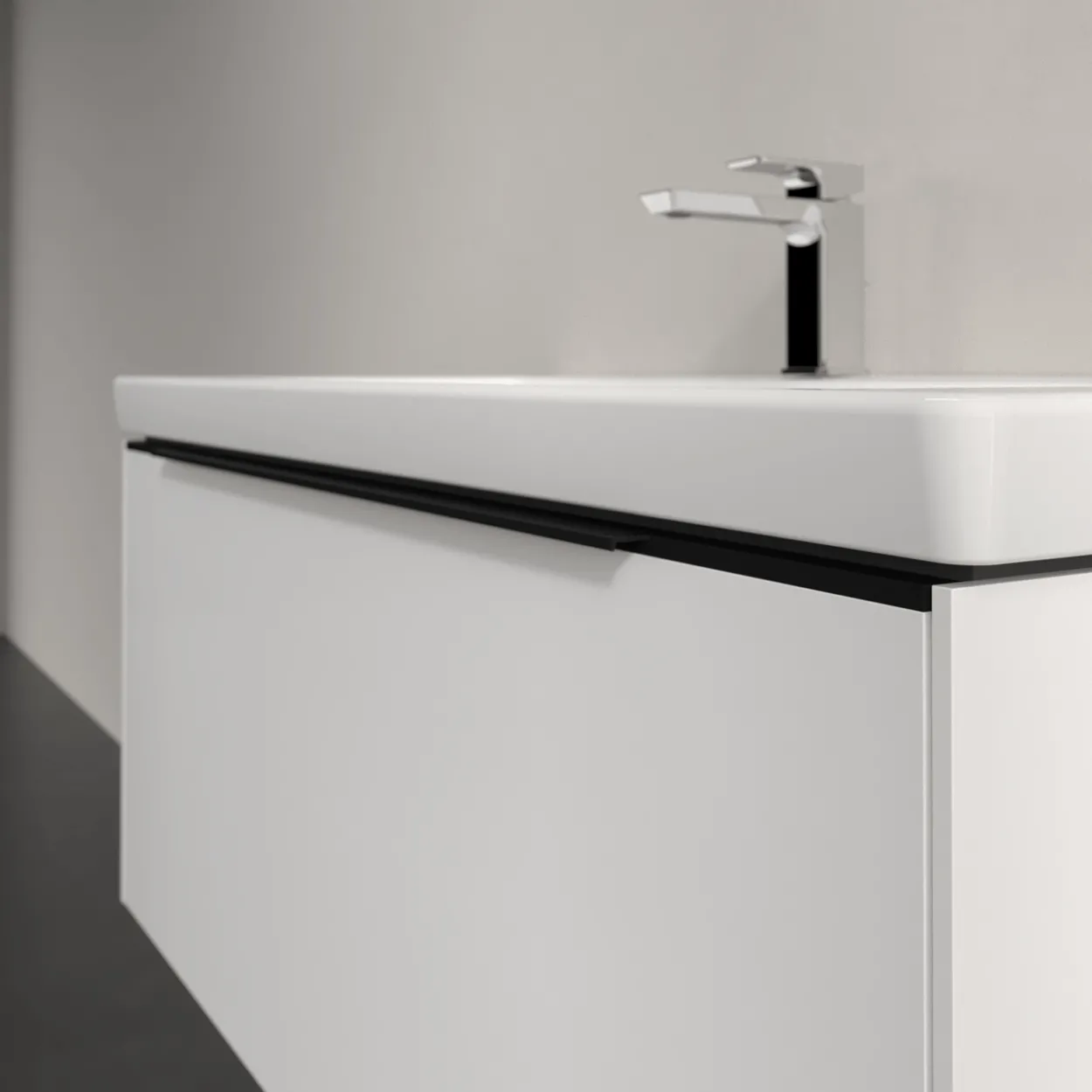 V&b subway 3.0 servantskap 97x42 brilliant white m/lys håndtak i volcano black