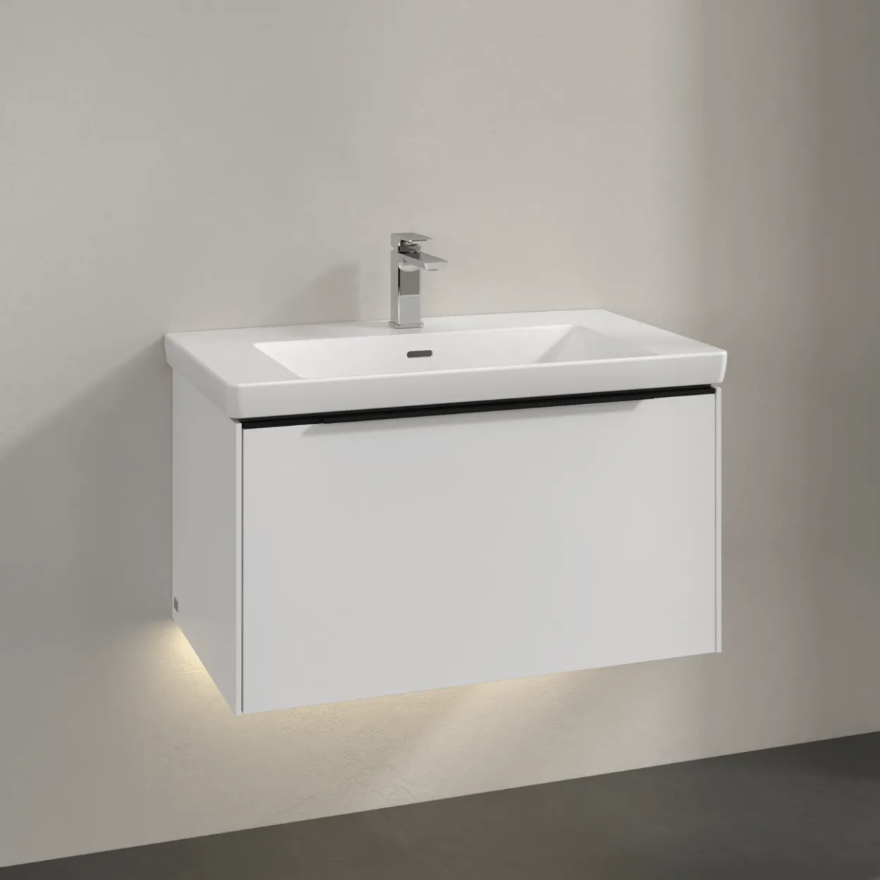 V&b subway 3.0 servantskap 77x42 brilliant white m/lys håndtak i volcano black