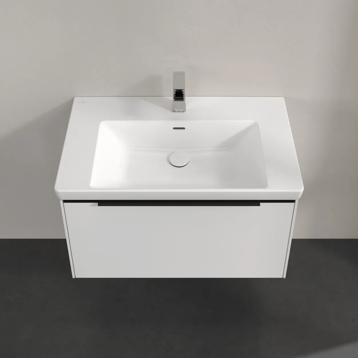 V&b subway 3.0 servantskap 77x42 brilliant white m/lys håndtak i volcano black