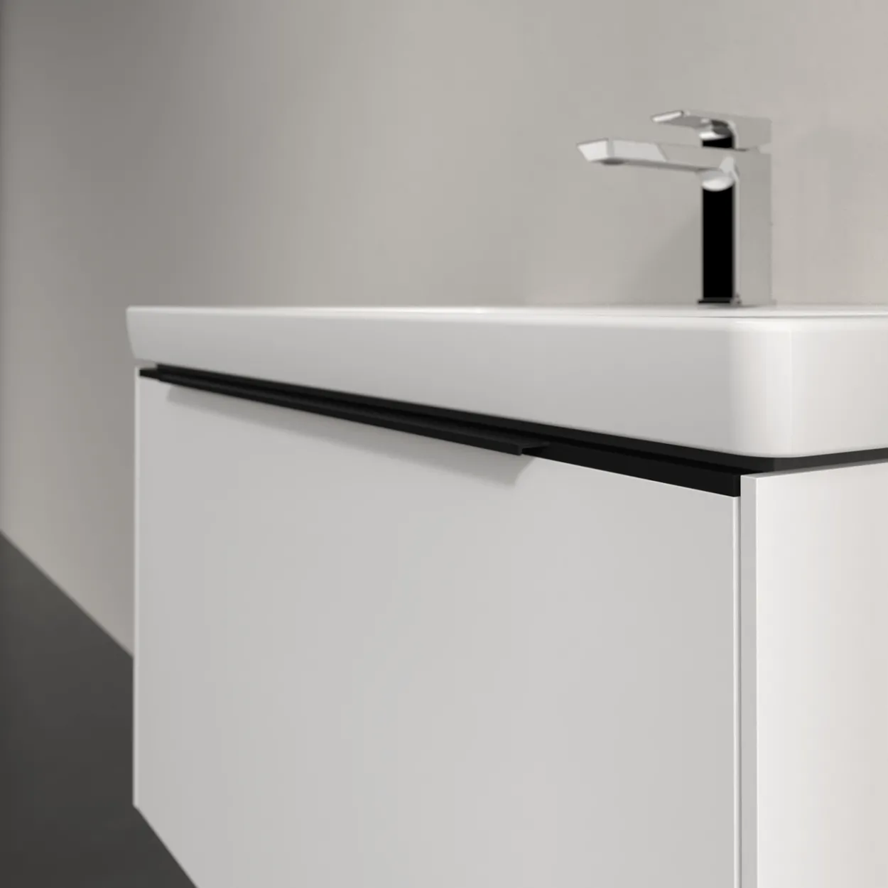 V&b subway 3.0 servantskap 77x42 brilliant white m/lys håndtak i volcano black