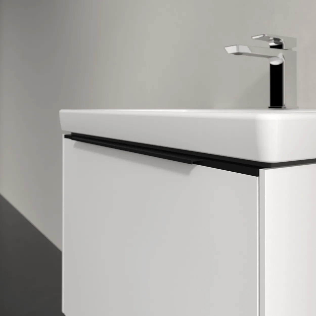 V&b subway 3.0 servantskap 66x42 brilliant white m/lys håndtak i volcano black