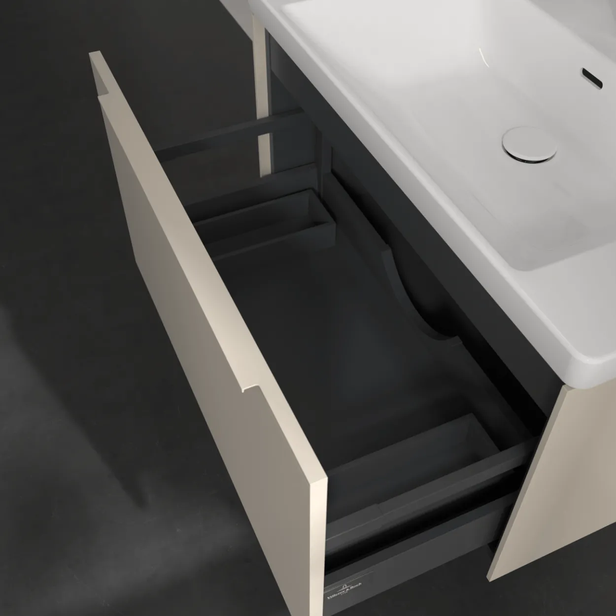 V&b subway 3.0 servantskap 77x42 cashmere grey håndtak i møbelets farge