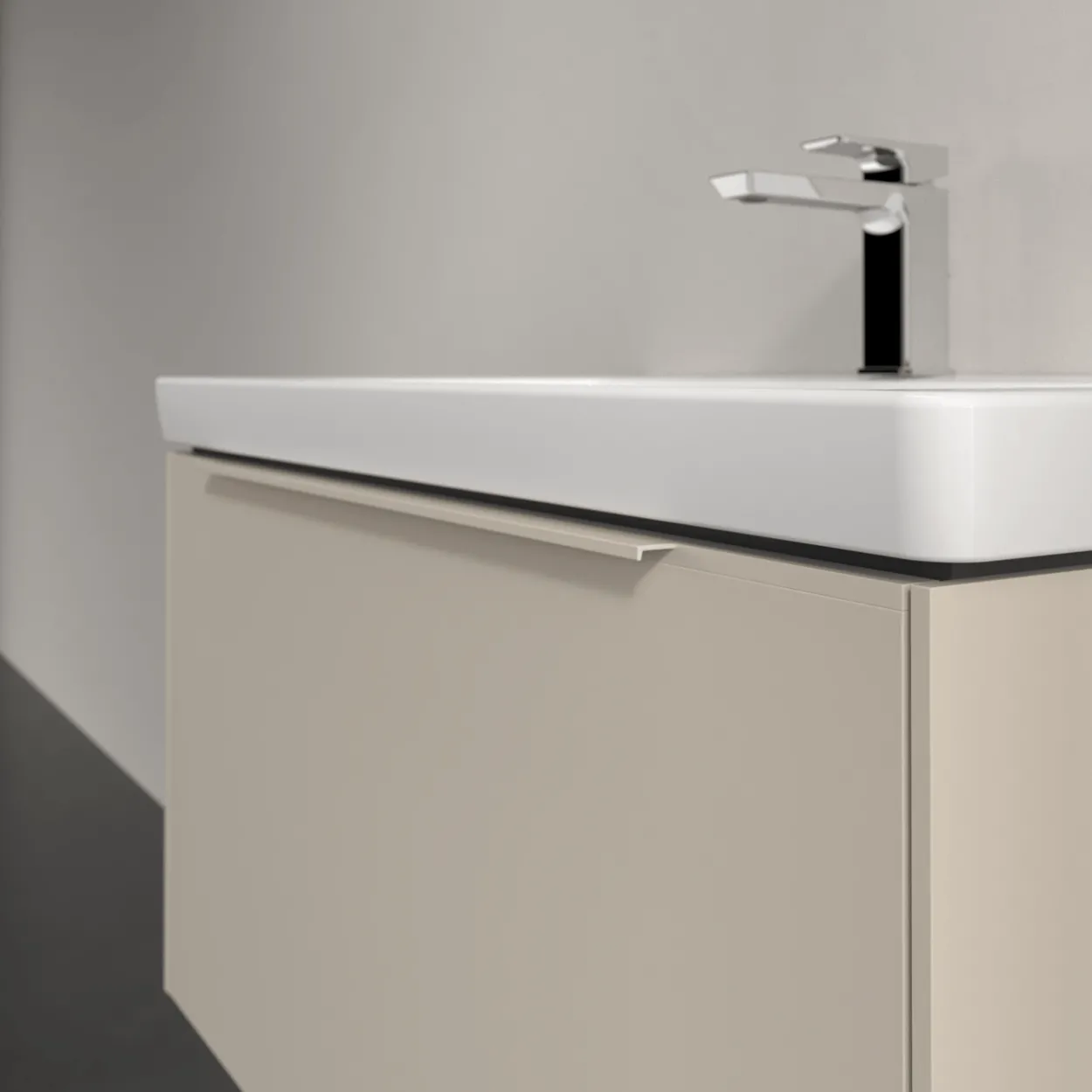 V&b subway 3.0 servantskap 77x42 cashmere grey håndtak i møbelets farge