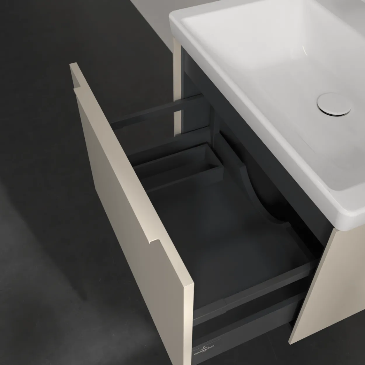 V&b subway 3.0 servantskap 66x42 cashmere grey håndtak i møbelets farge