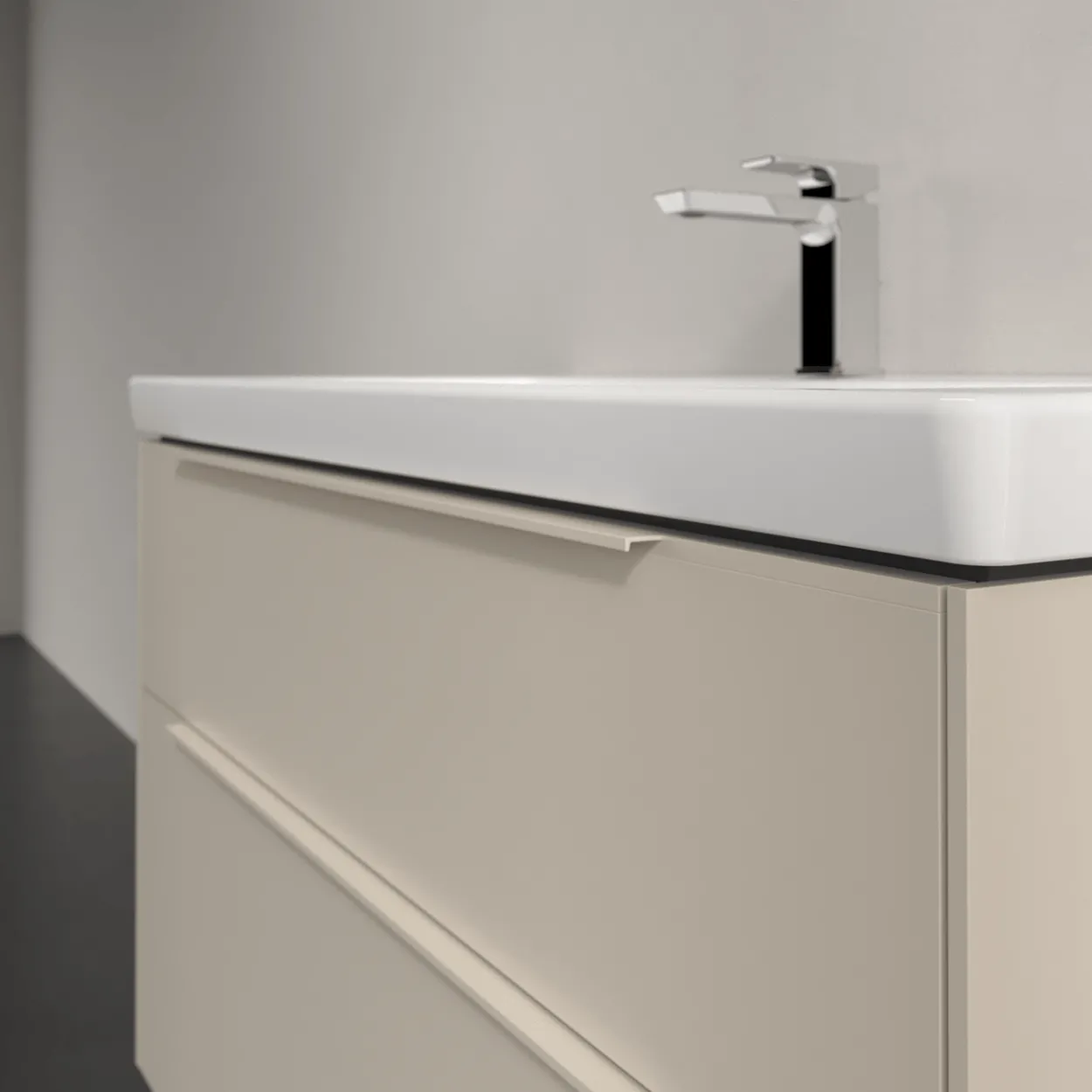 V&b subway 3.0 servantskap 97x57 cashmere grey håndtak i møbelets farge