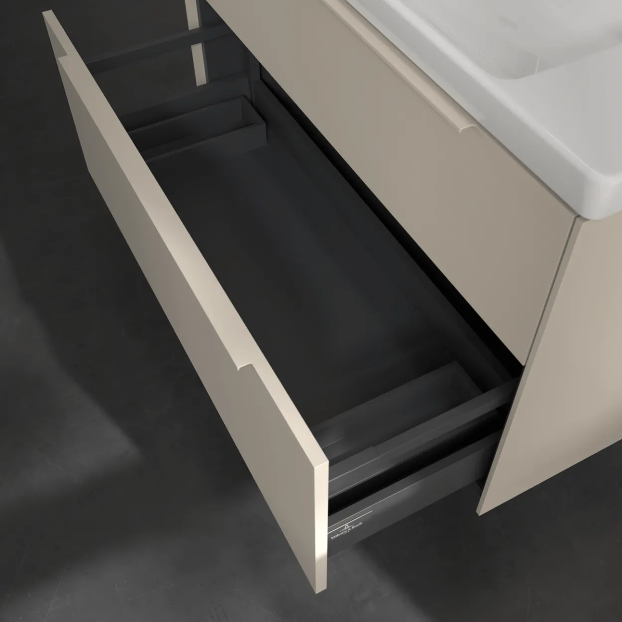 V&b subway 3.0 servantskap 97x57 cashmere grey håndtak i møbelets farge
