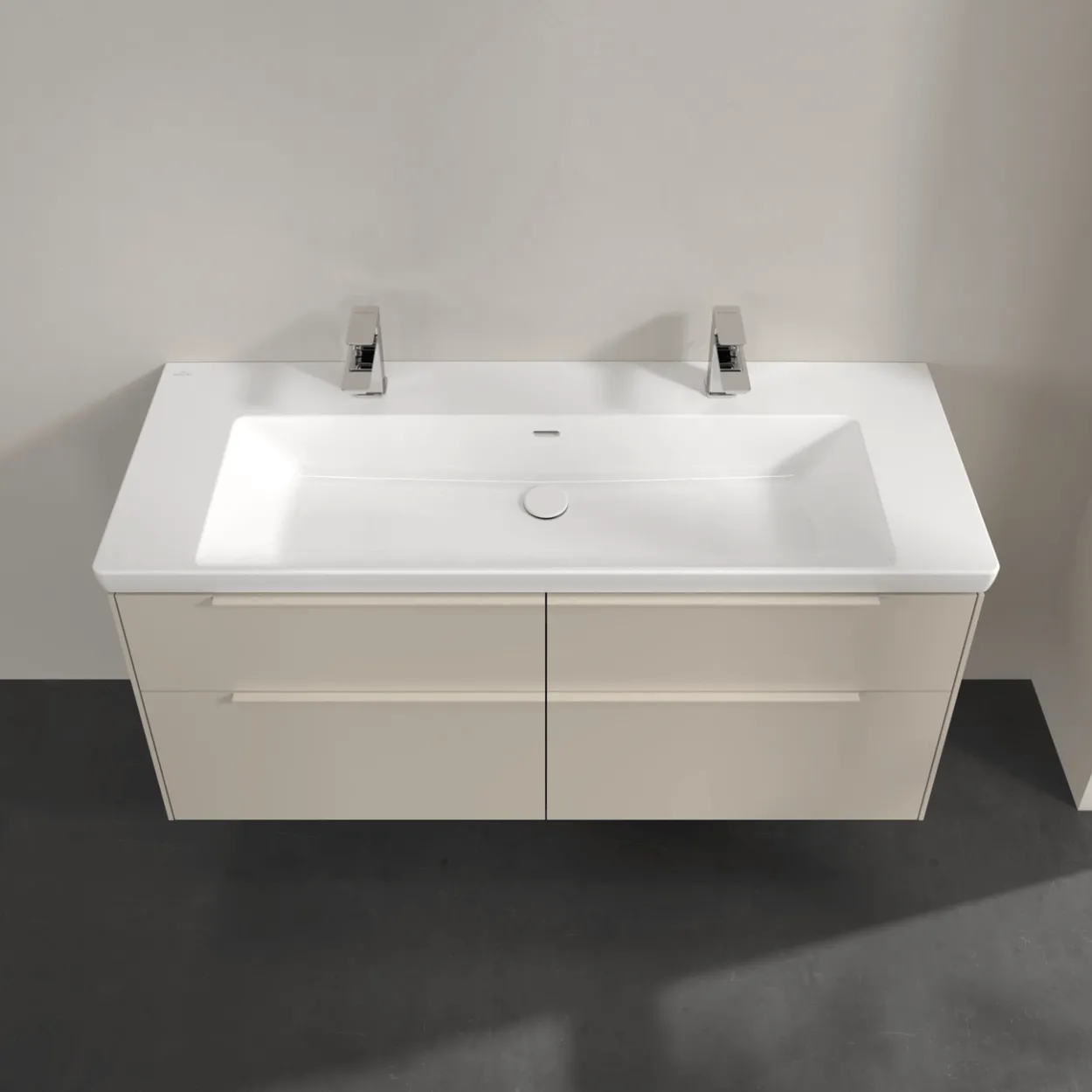 V&b subway 3.0 servantskap 127x57 cashmere grey håndtak i møbelets farge