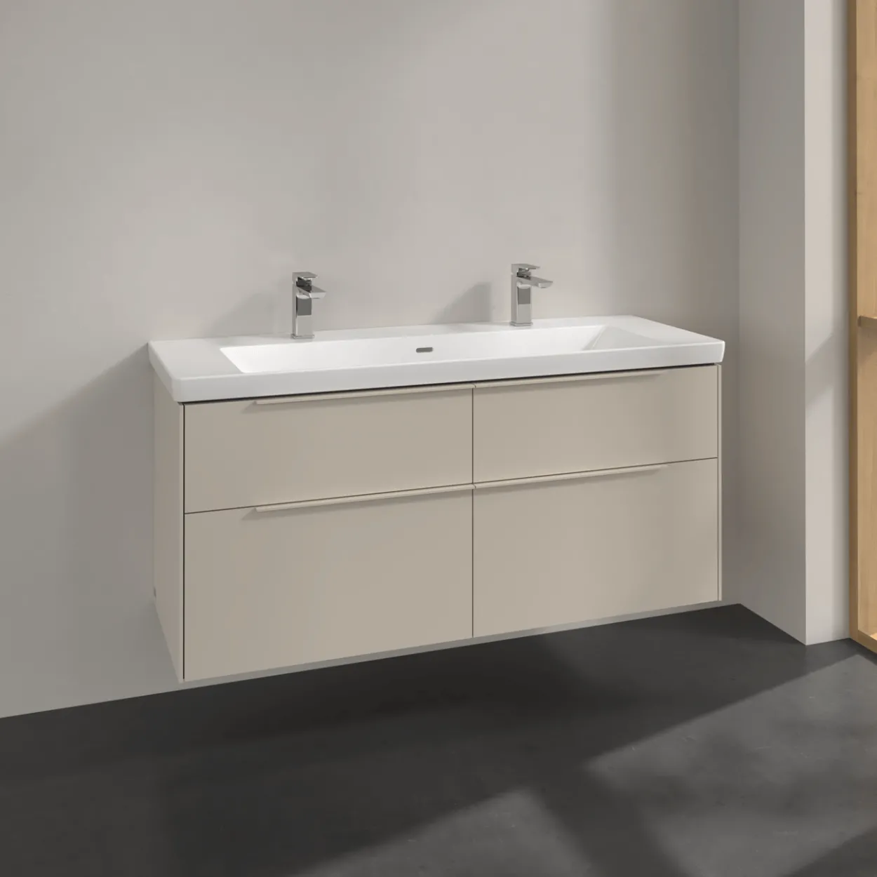 V&b subway 3.0 servantskap 127x57 cashmere grey håndtak i møbelets farge