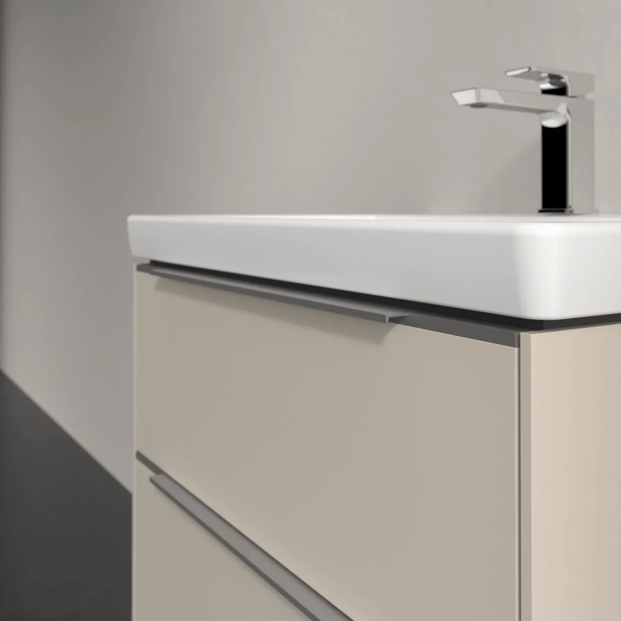 V&b subway 3.0 servantskap 62x57 cashmere grey m/lys håndtak i krom