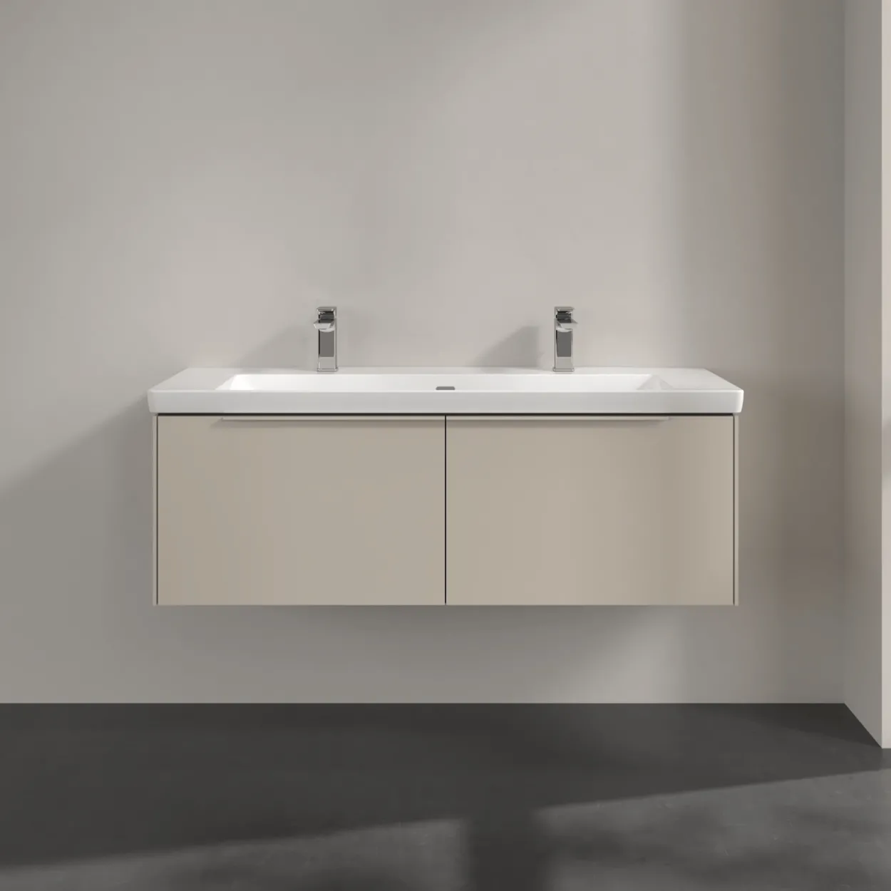V&b subway 3.0 servantskap 127x42 cashmere grey m/lys håndtak i møbelets farge