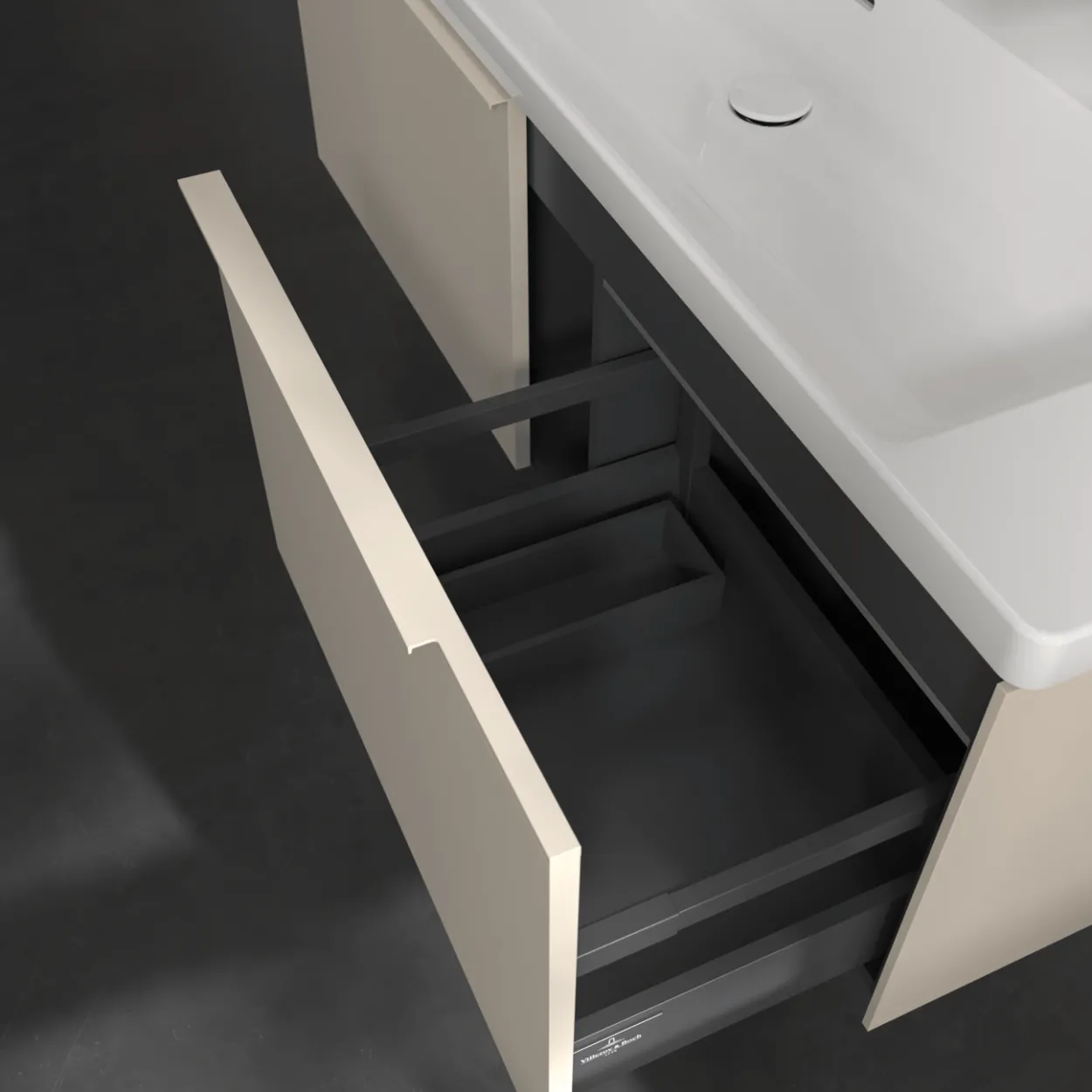 V&b subway 3.0 servantskap 127x42 cashmere grey m/lys håndtak i møbelets farge