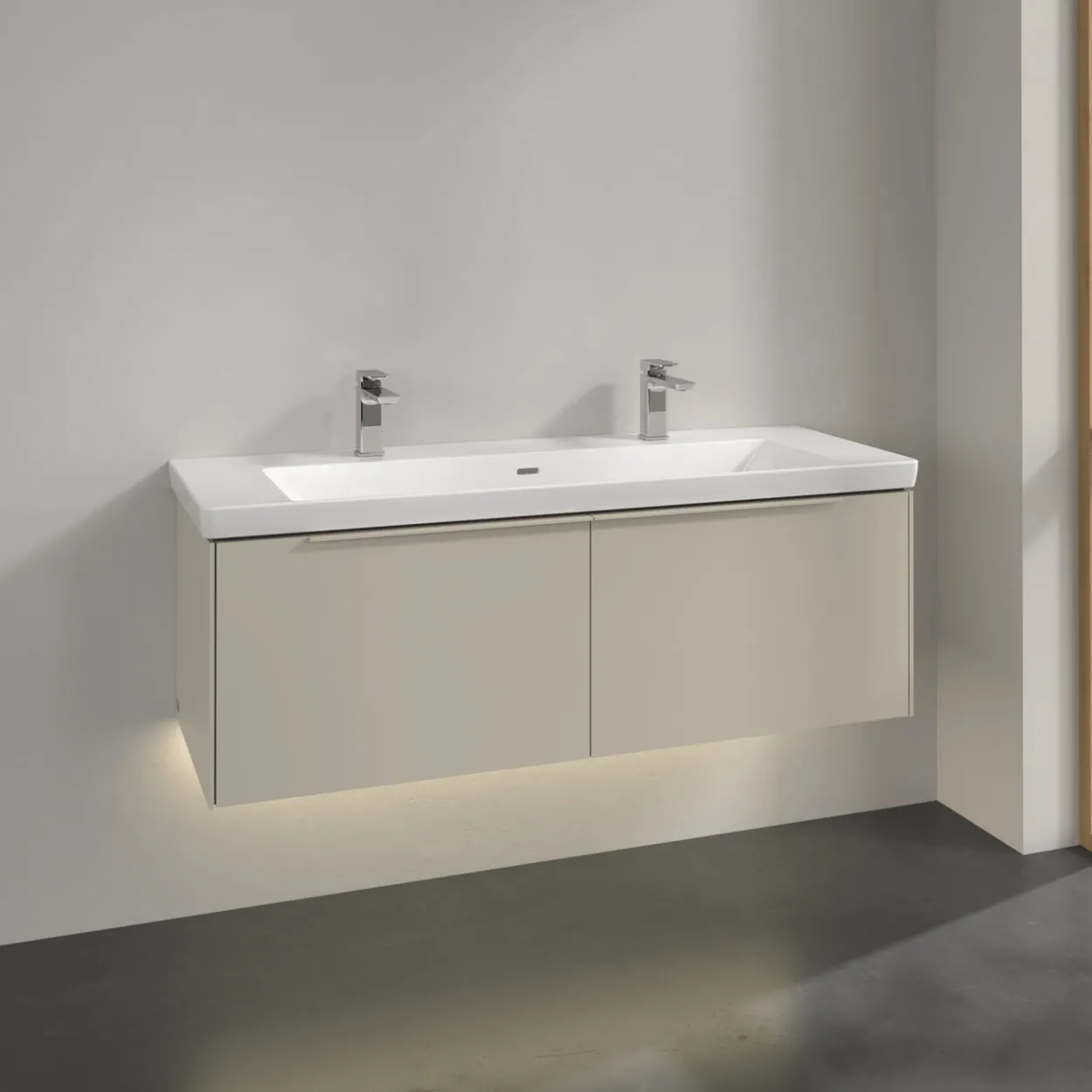 V&b subway 3.0 servantskap 127x42 cashmere grey m/lys håndtak i møbelets farge