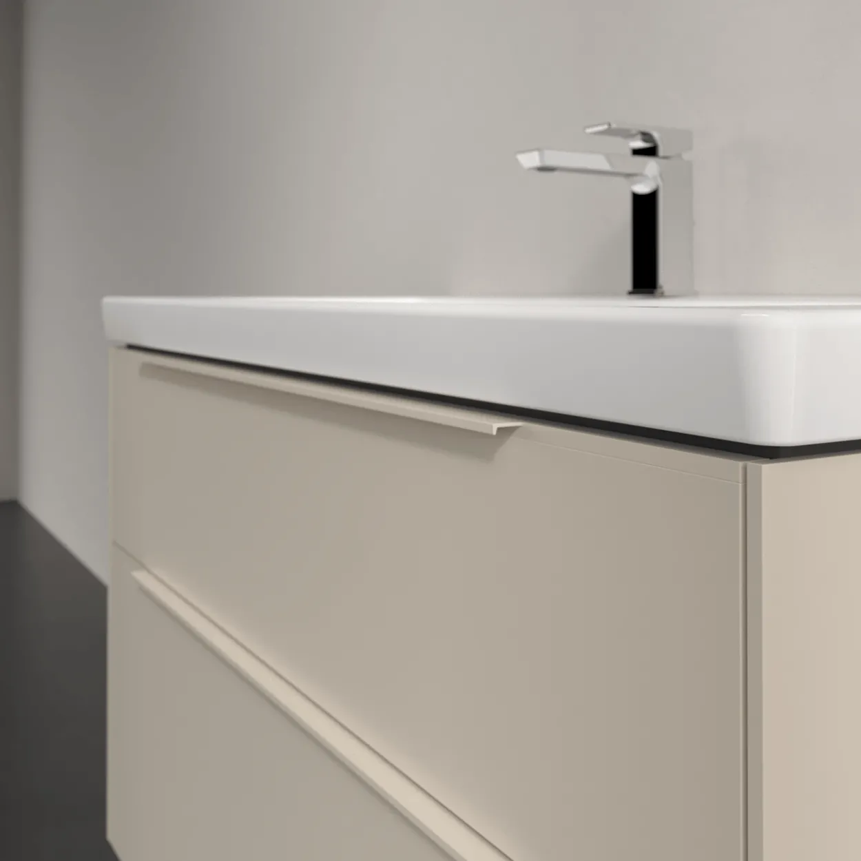 V&b subway 3.0 servantskap 97x57 cashmere grey m/lys håndtak i møbelets farge