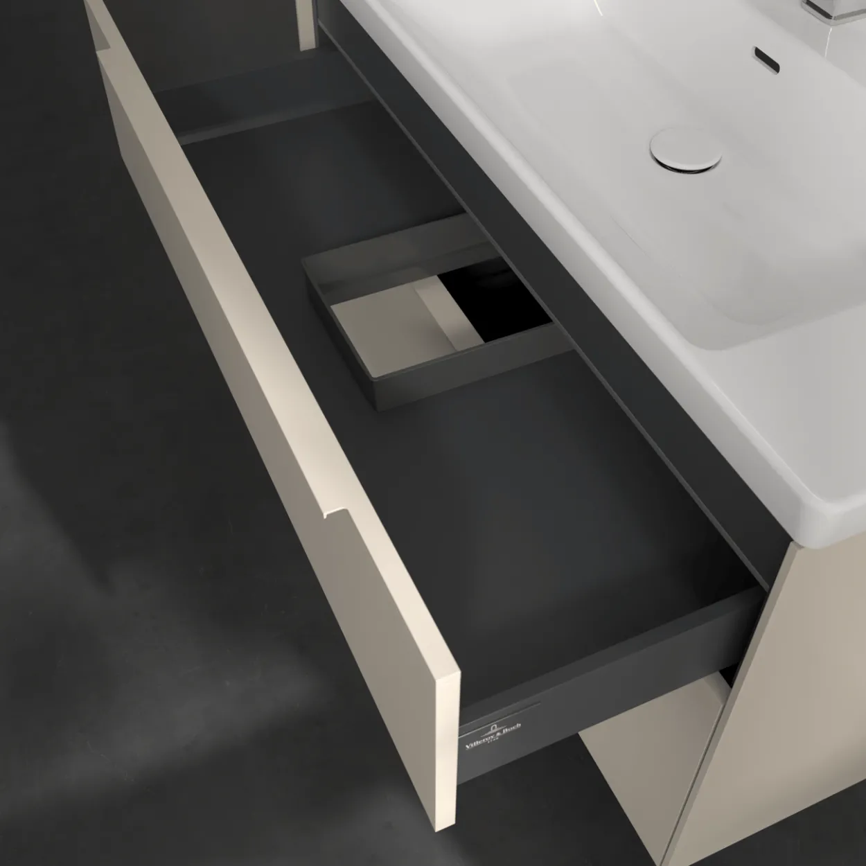 V&b subway 3.0 servantskap 97x57 cashmere grey m/lys håndtak i møbelets farge