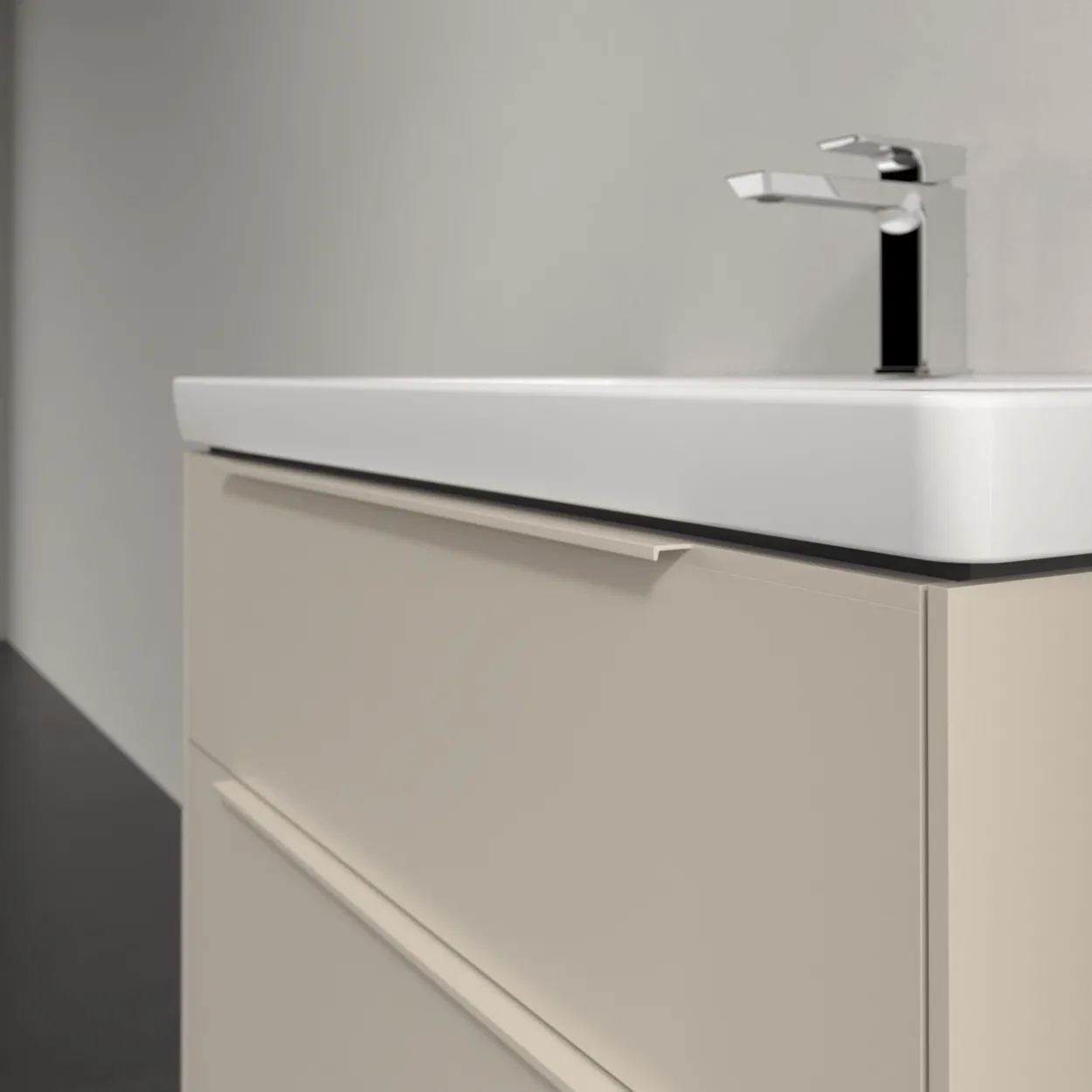 V&b subway 3.0 servantskap 77x57 cashmere grey m/lys håndtak i møbelets farge