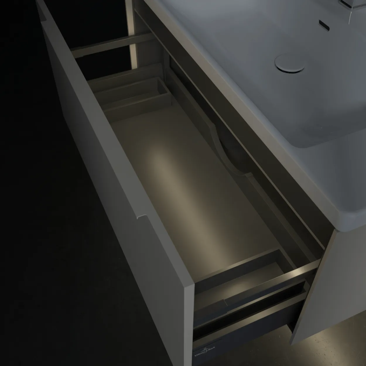 V&b subway 3.0 servantskap 97x42 cashmere grey m/lys håndtak i møbelets farge