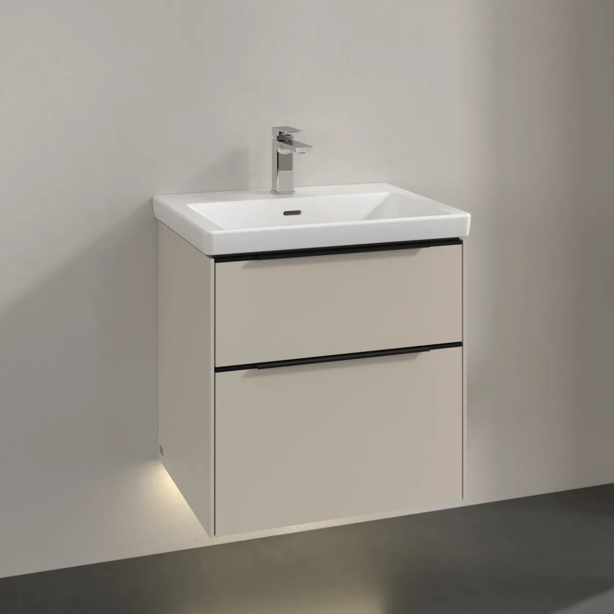 V&b subway 3.0 servantskap 57x47 cashmere grey m/lys håndtak i volcano black