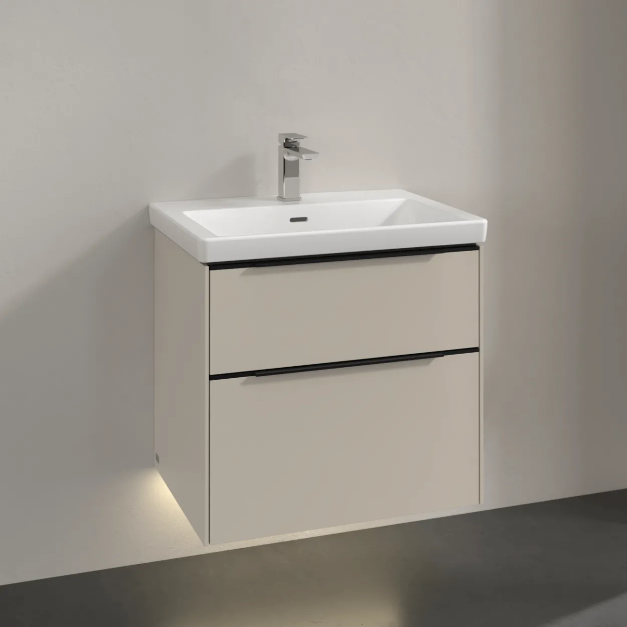V&b subway 3.0 servantskap 62x57 cashmere grey m/lys håndtak i volcano black