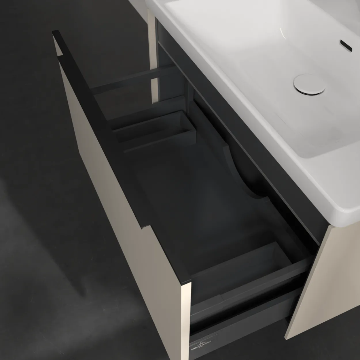 V&b subway 3.0 servantskap 77x42 cashmere grey m/lys håndtak i volcano black