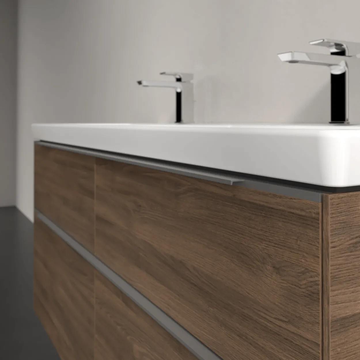 V&b subway 3.0 servantskap 127x57 f/dobbel servant arizona oak håndtak i krom