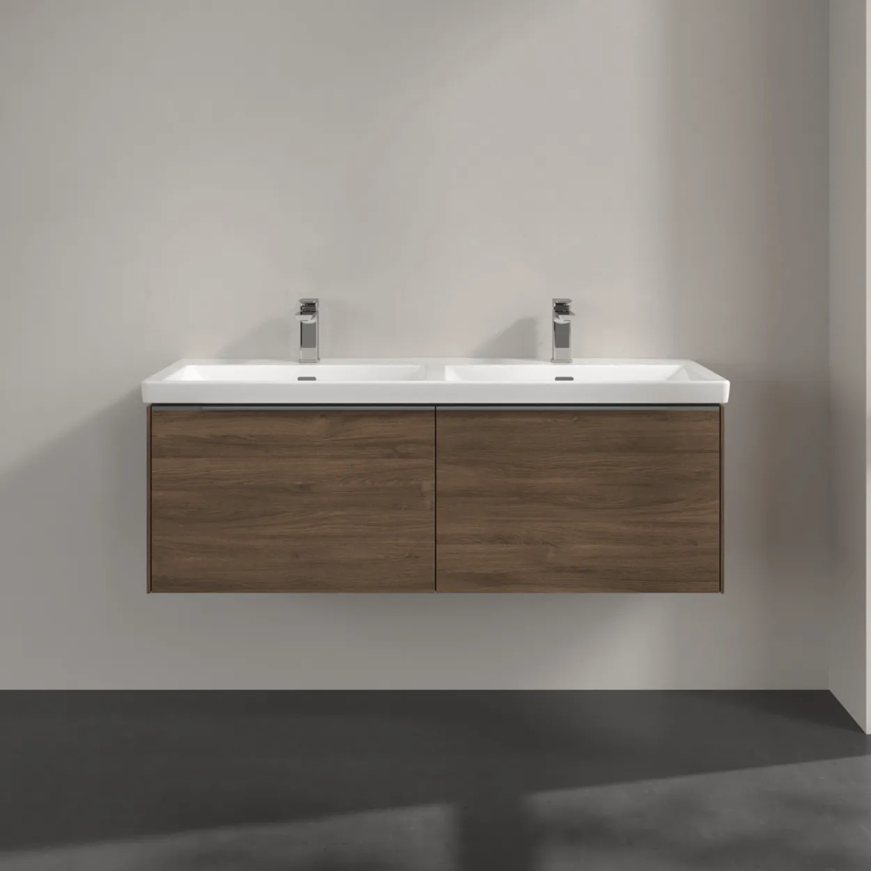 V&b subway 3.0 servantskap 127x42 f/dobbel servant arizona oak m/lys håndtak i krom