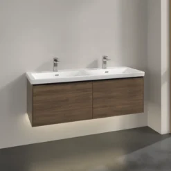 V&b subway 3.0 servantskap 127x42 f/dobbel servant arizona oak m/lys håndtak i volcano black