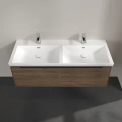V&b subway 3.0 servantskap 127x42 f/dobbel servant arizona oak m/lys håndtak i volcano black