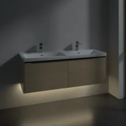 V&b subway 3.0 servantskap 127x42 f/dobbel servant arizona oak m/lys håndtak i volcano black