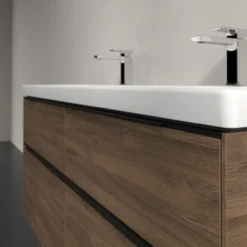 V&b subway 3.0 servantskap 127x57 f/dobbel servant arizona oak m/lys håndtak i volcano black