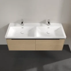 V&b subway 3.0 servantskap 127x42 f/dobbel servant arizona oak m/lys håndtak i volcano black
