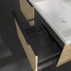 V&b subway 3.0 servantskap 127x42 f/dobbel servant arizona oak m/lys håndtak i volcano black