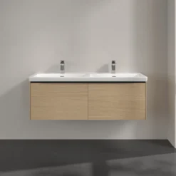 V&b subway 3.0 servantskap 127x42 f/dobbel servant arizona oak m/lys håndtak i volcano black