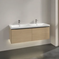 V&b subway 3.0 servantskap 127x42 f/dobbel servant arizona oak m/lys håndtak i volcano black