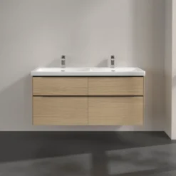 V&b subway 3.0 servantskap 127x57 f/dobbel servant arizona oak m/lys håndtak i volcano black