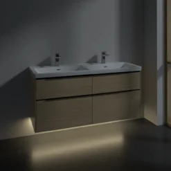 V&b subway 3.0 servantskap 127x57 f/dobbel servant arizona oak m/lys håndtak i volcano black