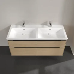 V&b subway 3.0 servantskap 127x57 f/dobbel servant arizona oak m/lys håndtak i volcano black